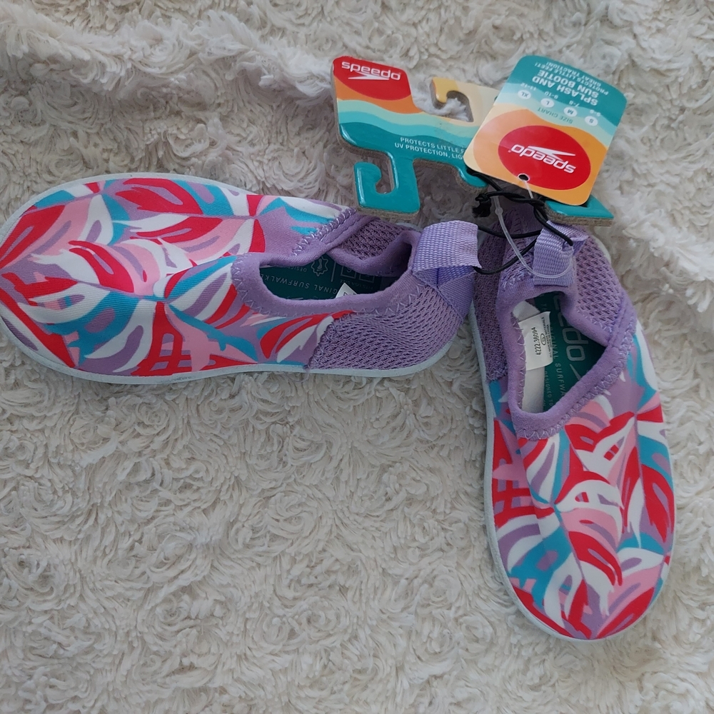 Speedo Kids' Water Shoes Purple Vibrant Pattern Beach Pool Vacation Lake (S 5-6)